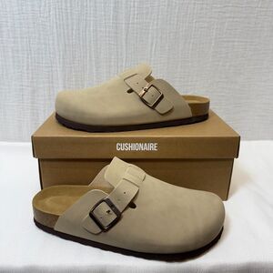 Cushionaire Hana Cork Footbed Slip On Womens Clog Shoes US 9 Stone Nubuck